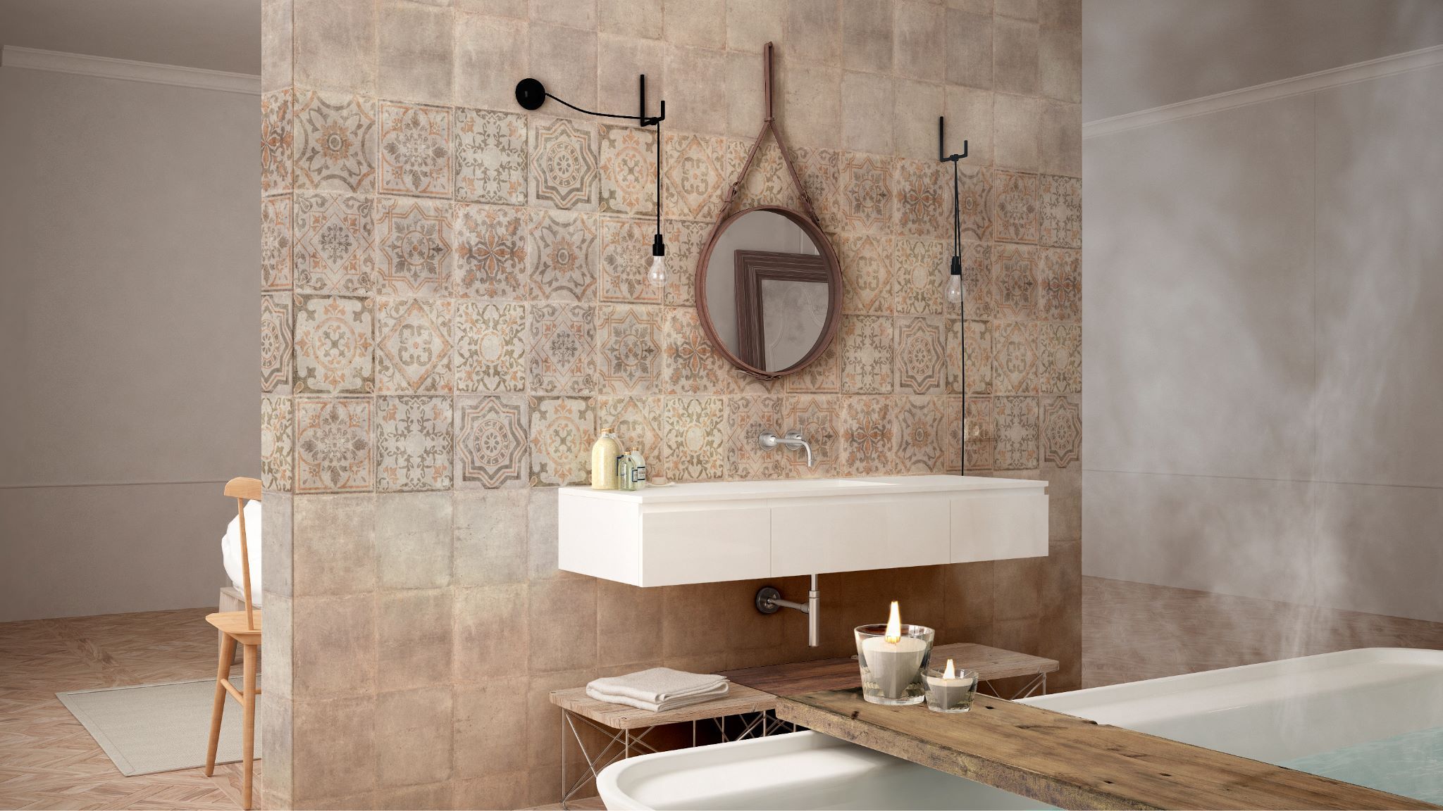 Banyo Duvar Etnik Fayans Modeli