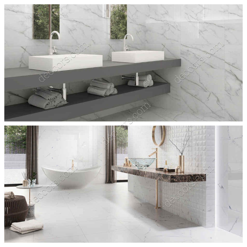 Mermer Beyaz Banyo Seramik