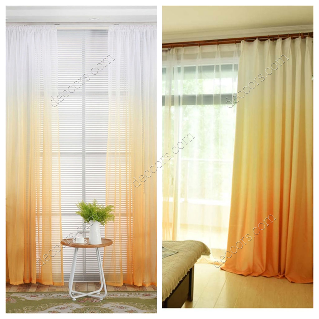 Modern Sari Degradeli Perde Modelleri