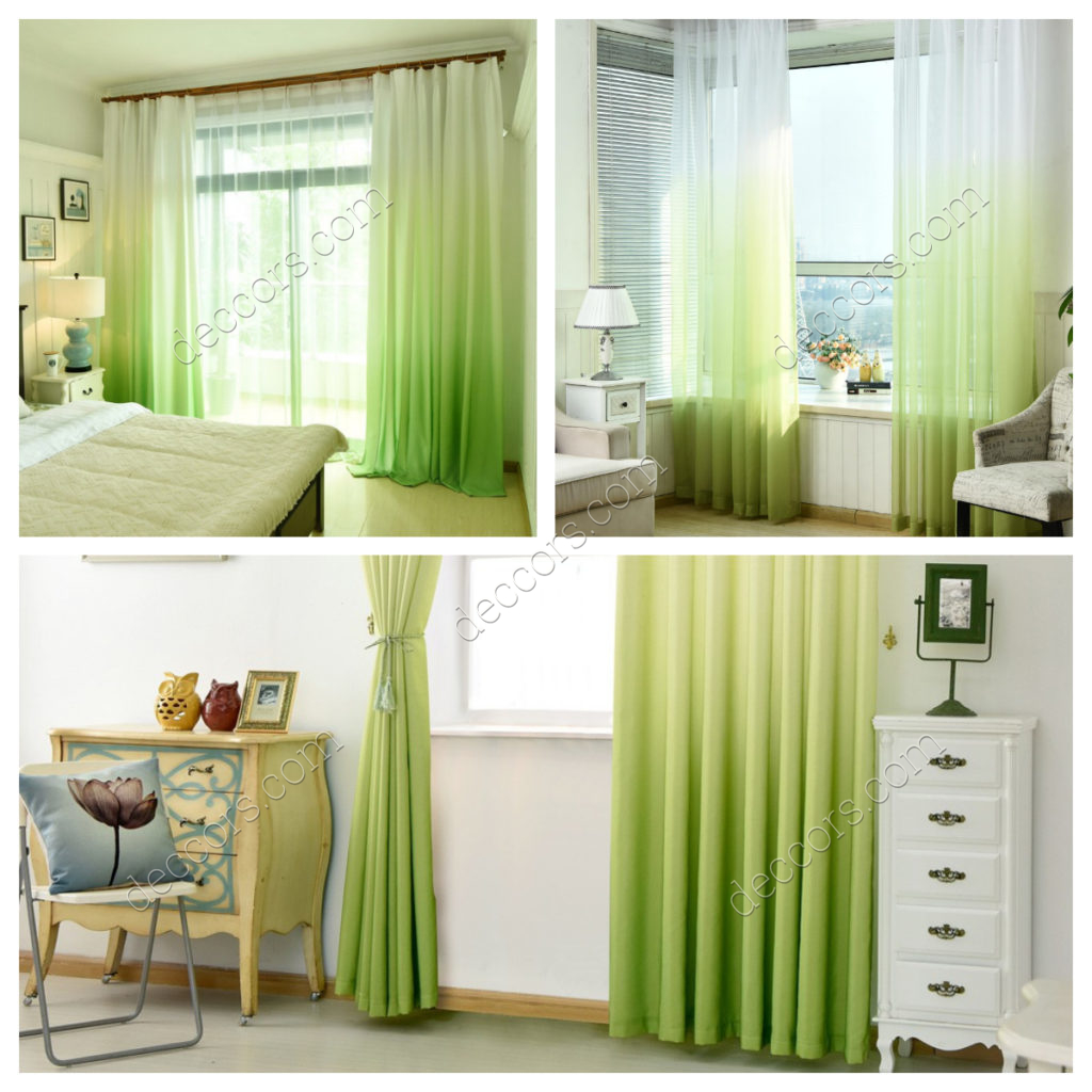 Modern Yesil Degradeli Perde